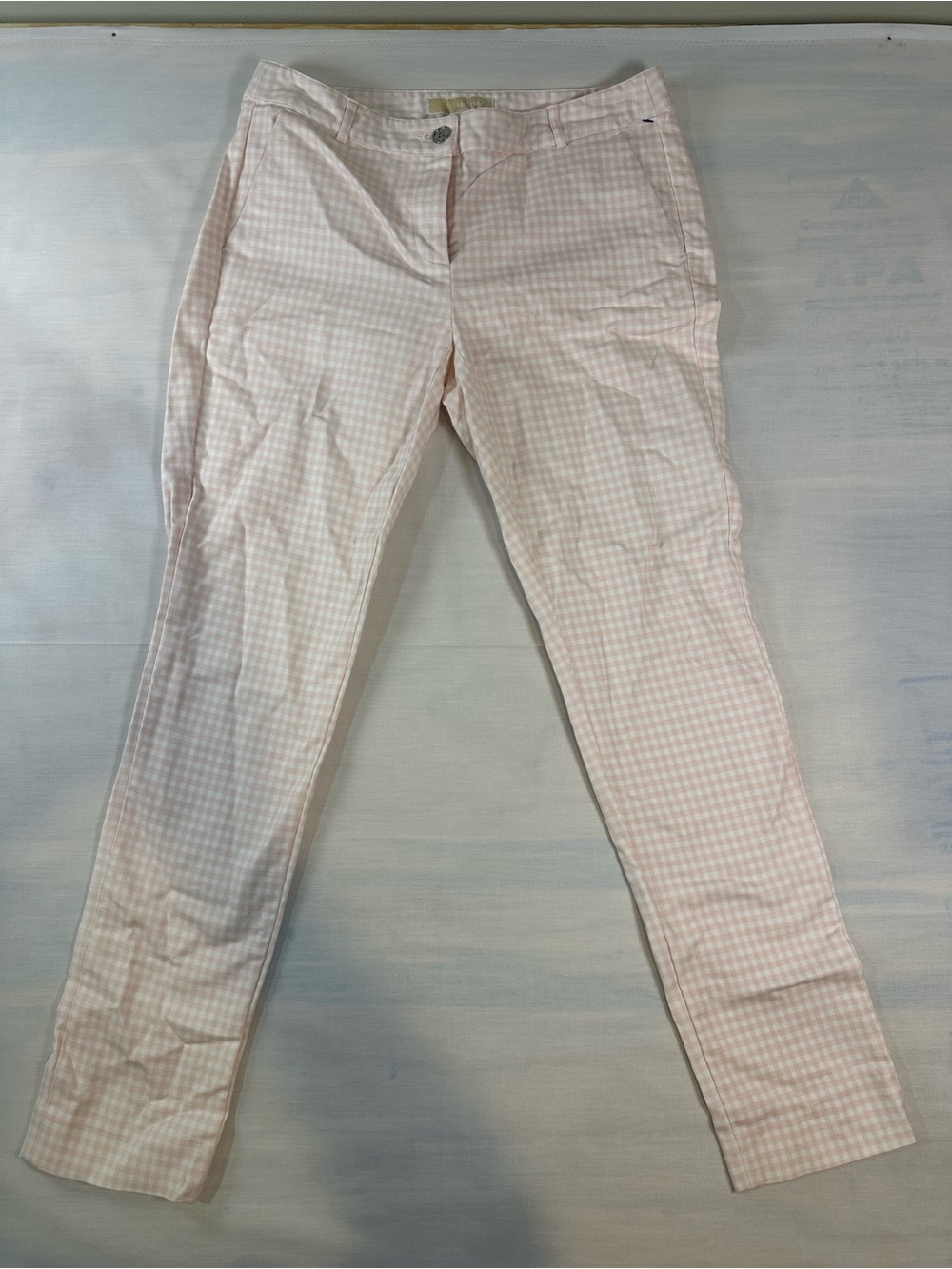 Michael Kors Light Pink Gingham Skinny Pants